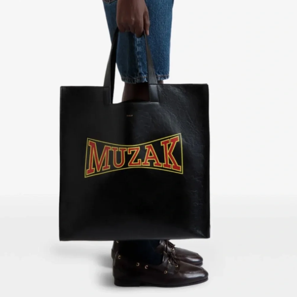 Bally x DJ Leo Mas Muzak-print tote‎ bag, Black leather